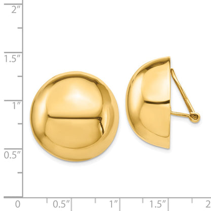 14K Yellow Gold Omega Clip 24mm Half Ball Non Pierced Earrings