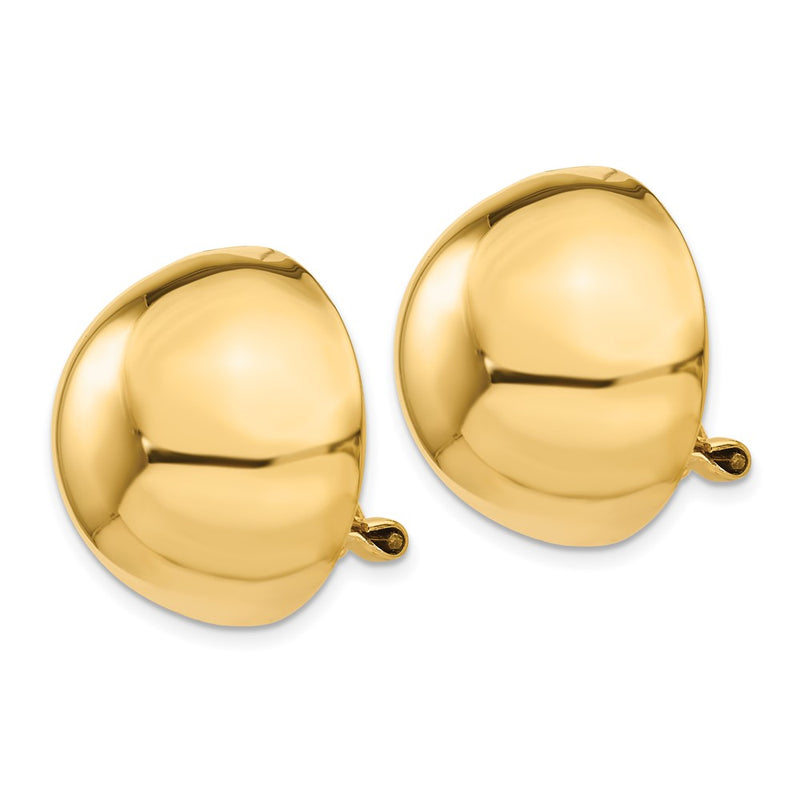 14K Yellow Gold Omega Clip 20mm Half Ball Non Pierced Earrings