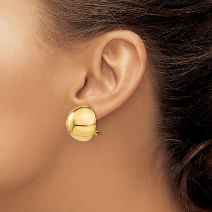 14K Yellow Gold Omega Clip 20mm Half Ball Non Pierced Earrings