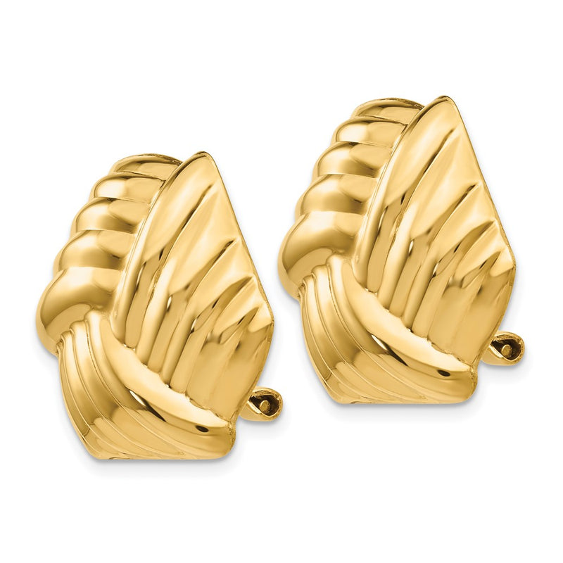 14K Yellow Gold Omega Clip Non Pierced Earrings