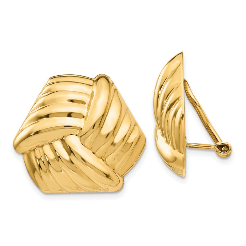 14K Yellow Gold Omega Clip Non Pierced Earrings