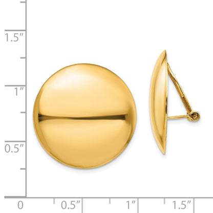 14K Yellow Gold Omega Clip Polished Non Pierced Earrings