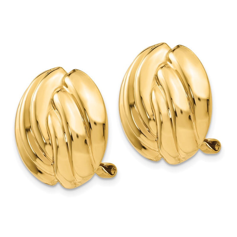 14K Yellow Gold Omega Clip Polished Non Pierced Earrings