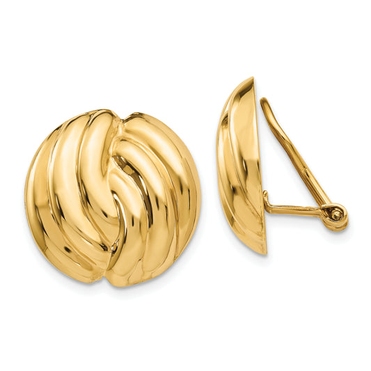 14K Yellow Gold Omega Clip Polished Non Pierced Earrings