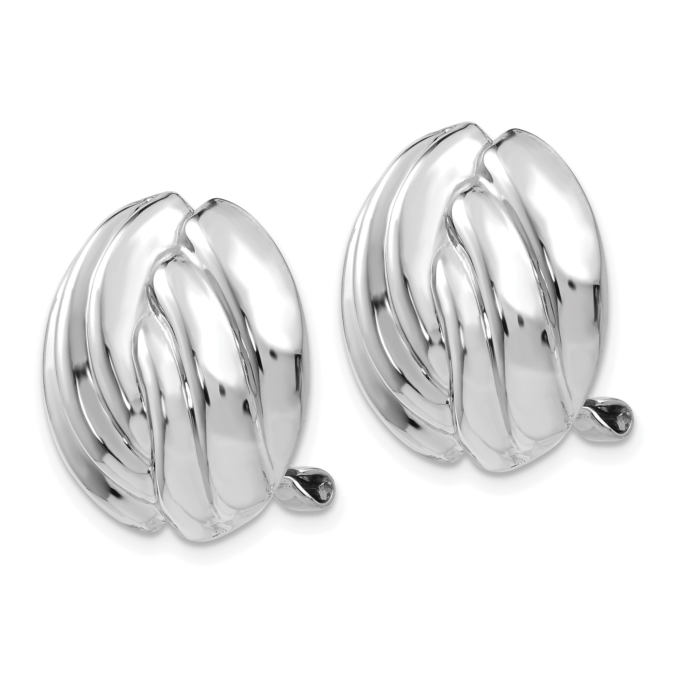 14K White Gold Omega Clip Non Pierced Earrings
