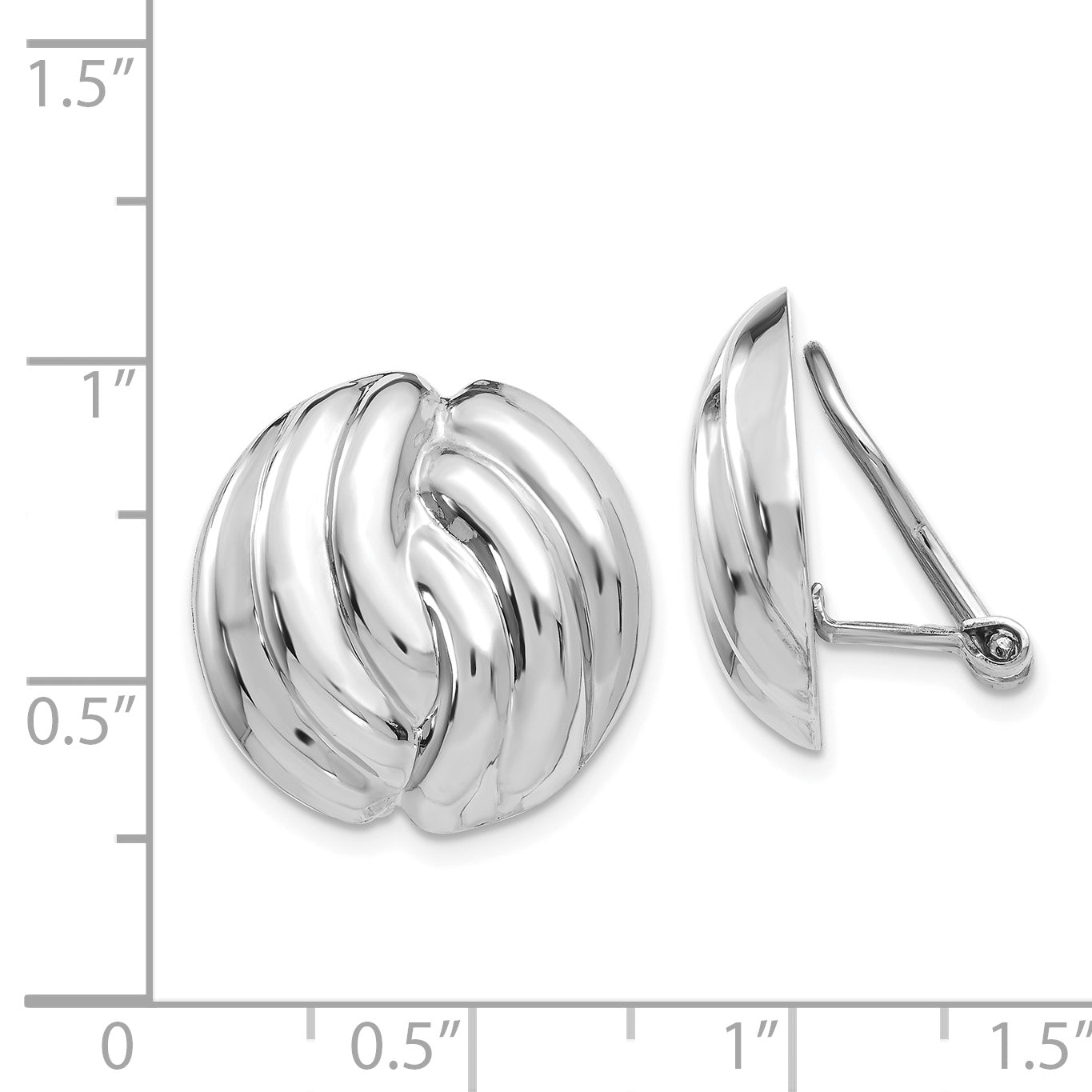 14K White Gold Omega Clip Non Pierced Earrings