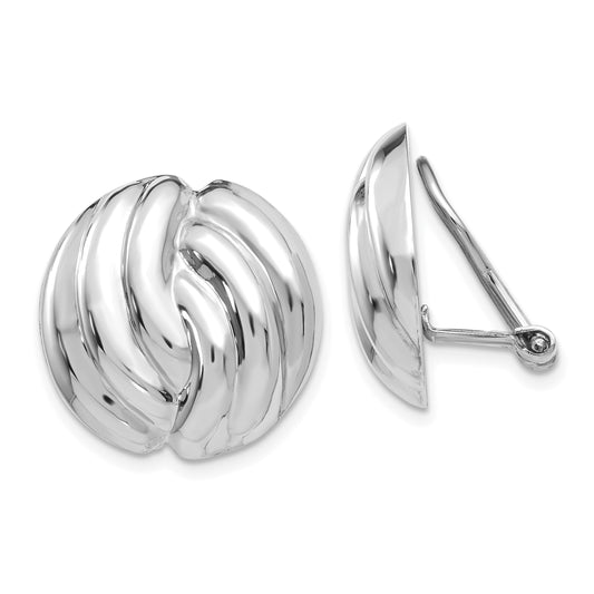 14K White Gold Omega Clip Non Pierced Earrings