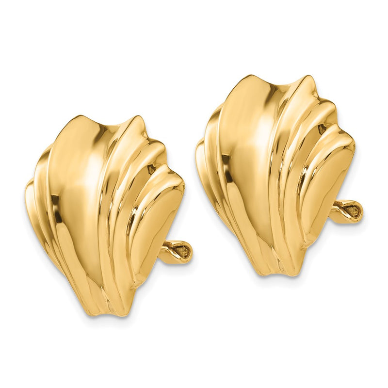 14K Yellow Gold Omega Clip Polished Non Pierced Earrings