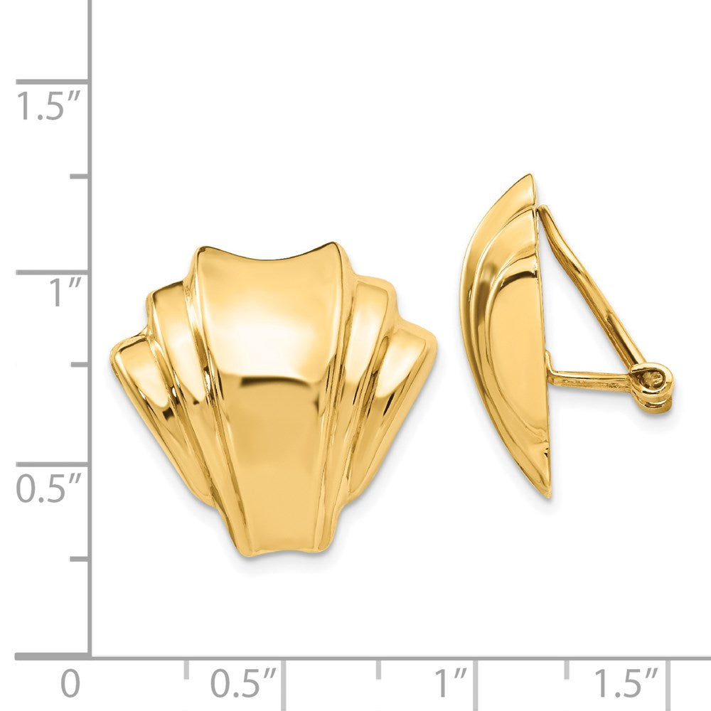 14K Yellow Gold Omega Clip Polished Non Pierced Earrings