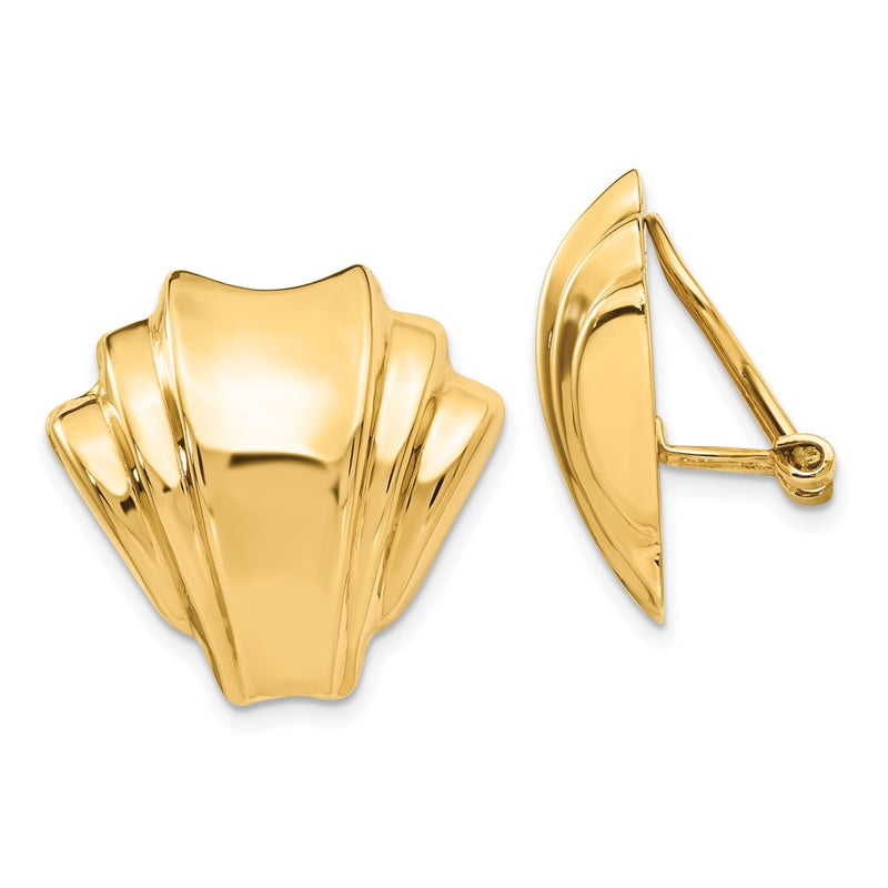 14K Yellow Gold Omega Clip Polished Non Pierced Earrings