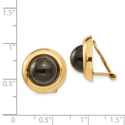 14K Yellow Gold Omega Clip Onyx Non Pierced Earrings