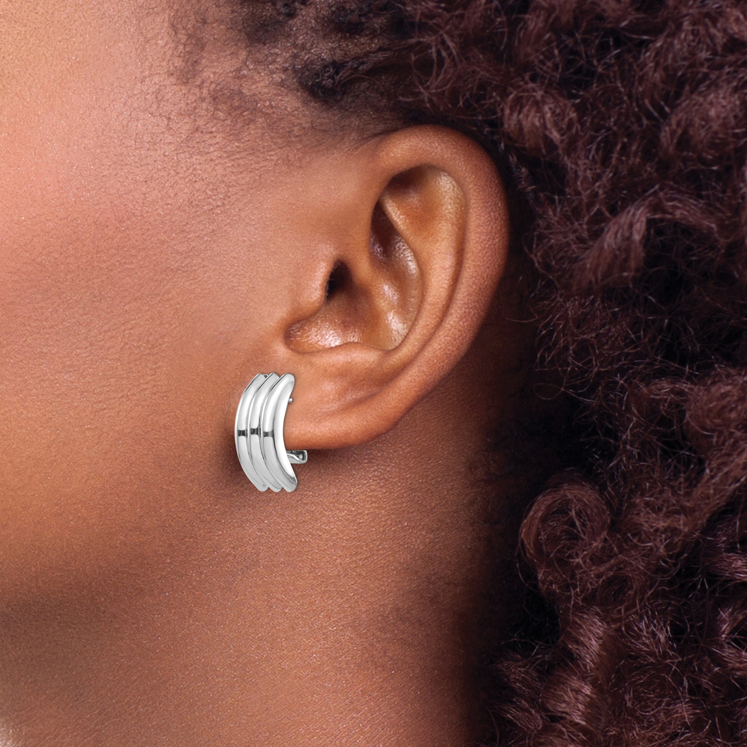 14K White Gold Omega Post Earrings