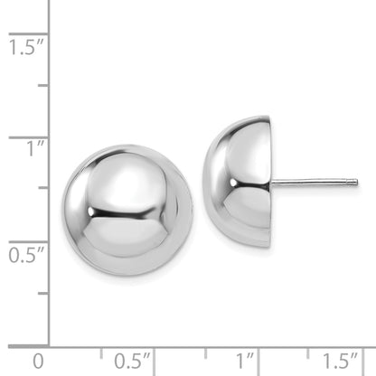 14K White Gold 16mm Half Ball Post Earrings