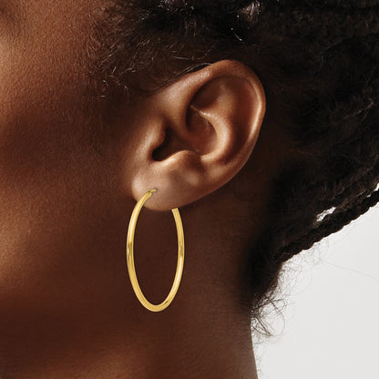 14K Yellow Gold Polished Round Endless 2mm Hoop Earrings