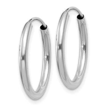 14K White Gold Polished Endless 2mm Hoop Earrings