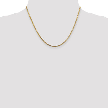 14K Yellow Gold 18 Inch 1.8mm Lightweight Flat Bismark With Lobster Clasp Chain Necklace