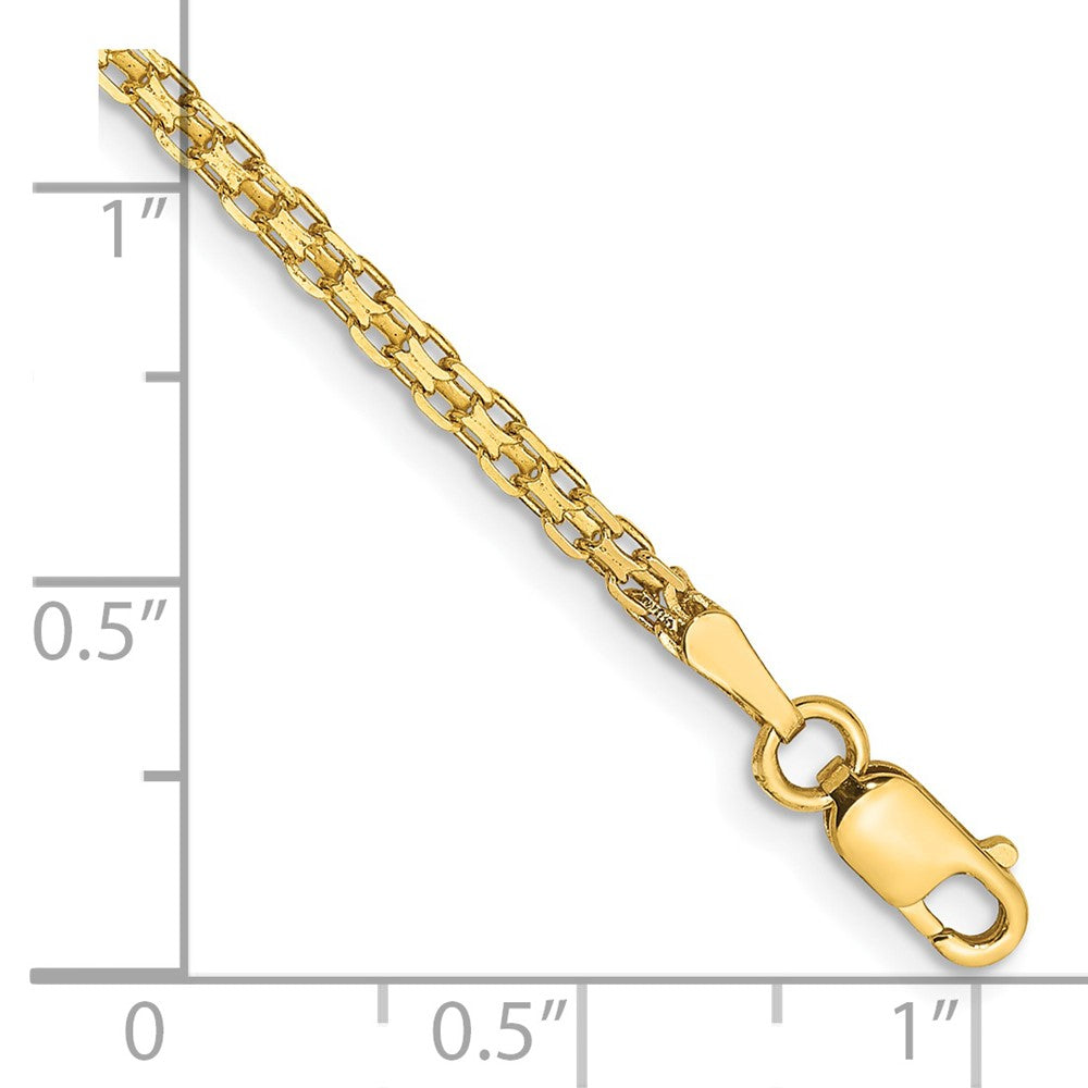 14k Yellow Gold 1.8mm Lightweight Flat Bismark Chain Anklet