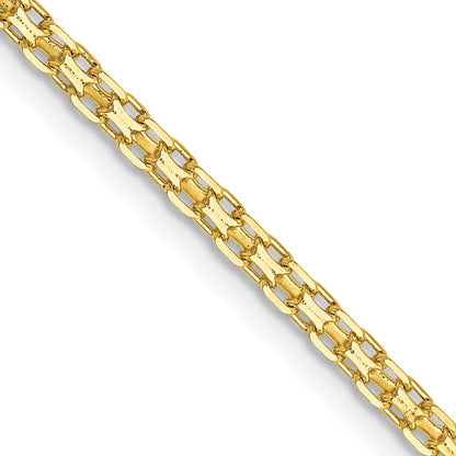 14K Yellow Gold 18 Inch 1.8mm Lightweight Flat Bismark With Lobster Clasp Chain Necklace