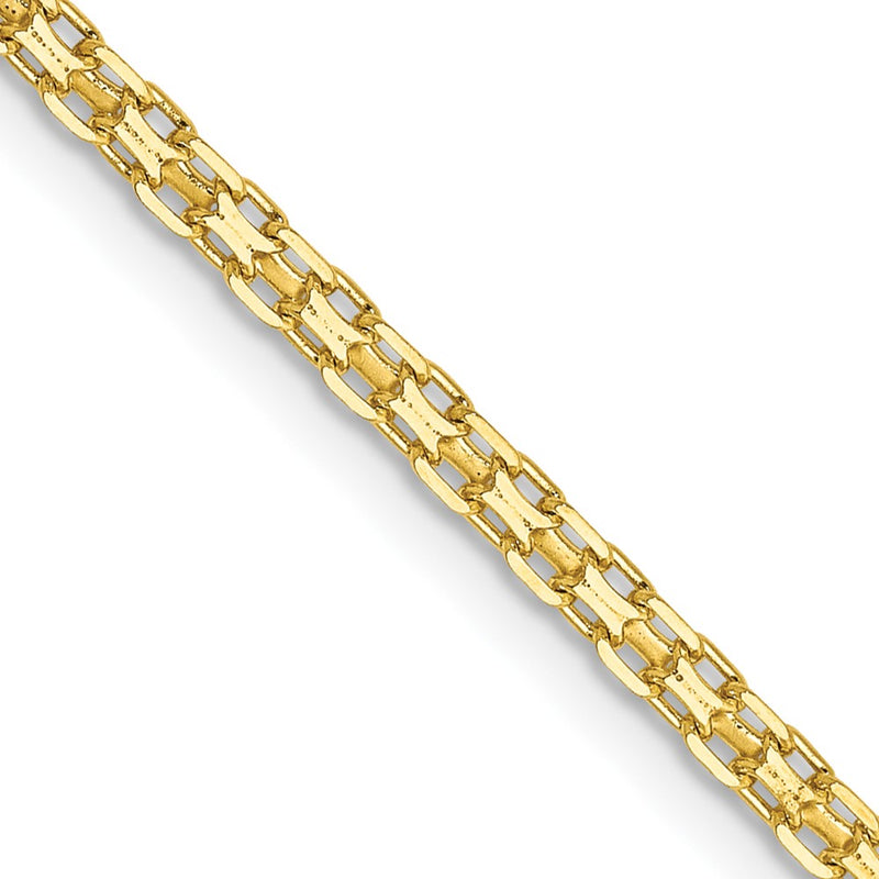 14K Yellow Gold 1.8mm Lightweight Flat Bismark With Lobster Clasp Chain Necklace