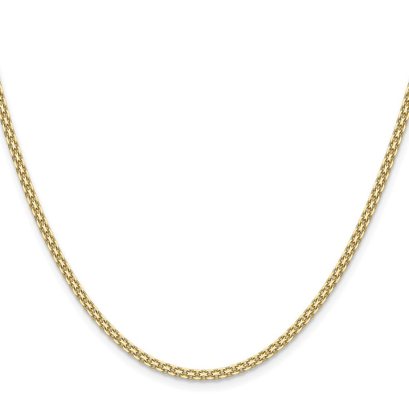 18 Inch 14K Yellow Gold 2.2mm Lightweight Flat Bismark Chain Necklace