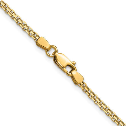 18 Inch 14K Yellow Gold 2.2mm Lightweight Flat Bismark Chain Necklace