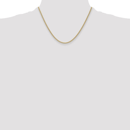 18 Inch 14K Yellow Gold 2.2mm Lightweight Flat Bismark Chain Necklace