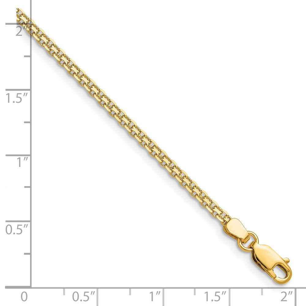 14K Yellow Gold 2.2mm Lightweight Flat Bismark Chain Bracelet