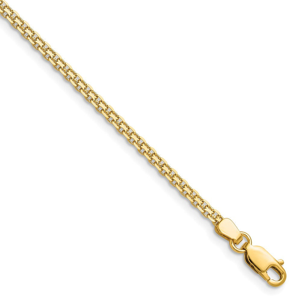 14K Yellow Gold 2.2mm Lightweight Flat Bismark Chain Bracelet