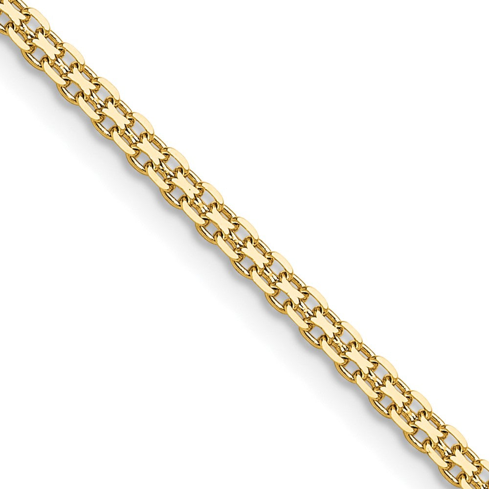 18 Inch 14K Yellow Gold 2.2mm Lightweight Flat Bismark Chain Necklace