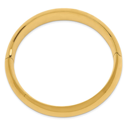 14K Yellow Gold 11/16 High Polished 17.00mm Hinged Oval Bangle Bracelet