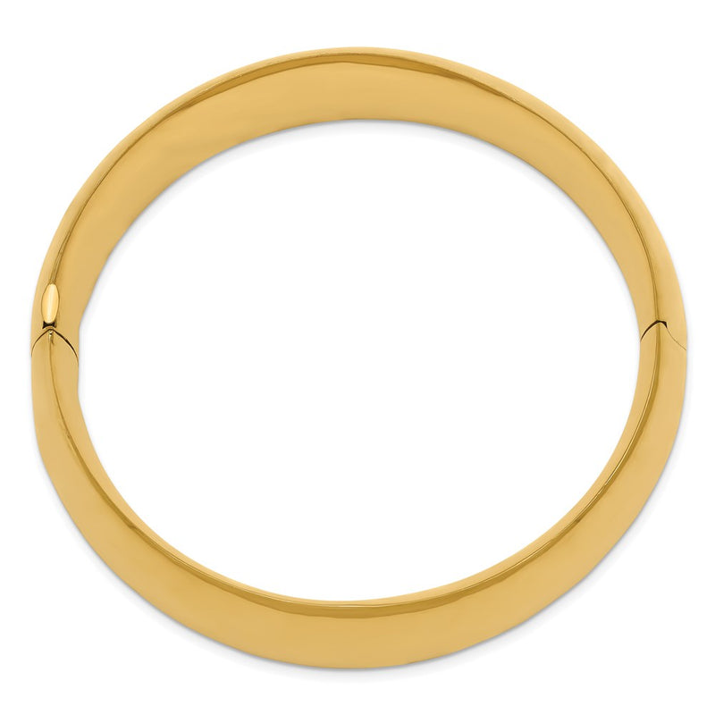 14K Yellow Gold 13/16 Oversize High Polished 20.00mm Hinged Oval Bangle Bracelet