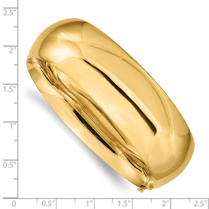 14K Yellow Gold 13/16 High Polished 20.00mm Hinged Oval Bangle Bracelet
