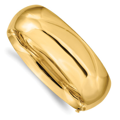 14K Yellow Gold 13/16 High Polished 20.00mm Hinged Oval Bangle Bracelet