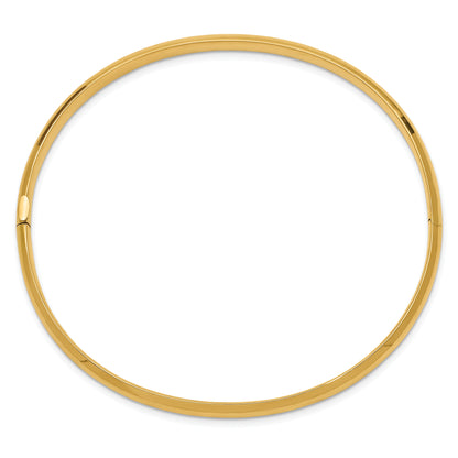 14K Yellow Gold 3/16 Oversize High Polished 5.00mm Hinged Oval Bangle Bracelet