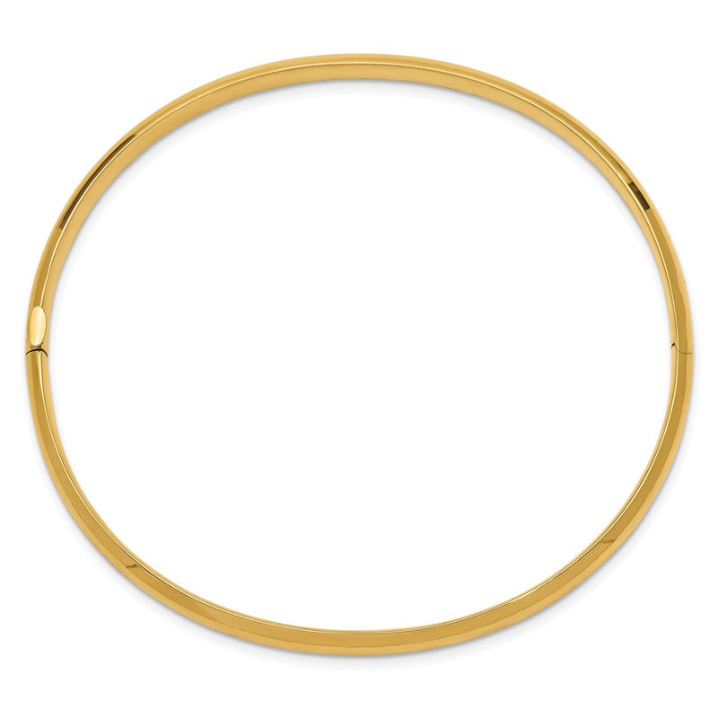 14K Yellow Gold 3/16 High Polished 5.00mm Hinged Oval Bangle Bracelet