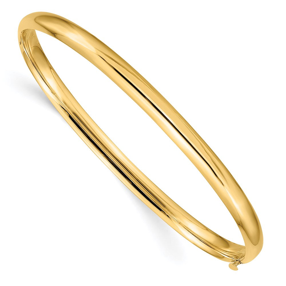 14K Yellow Gold 3/16 Oversize High Polished Hinged Bangle Bracelet