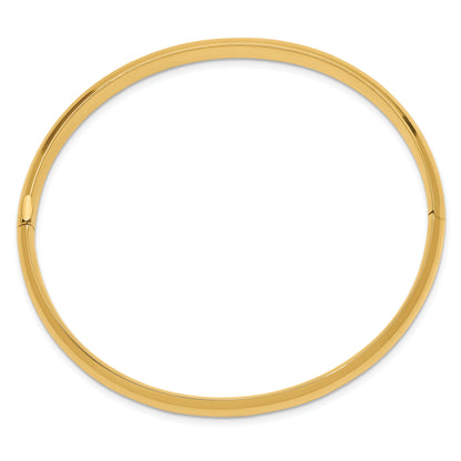 14K Yellow Gold 4/16 Oversize High Polished 6.00mm Hinged Oval Bangle Bracelet