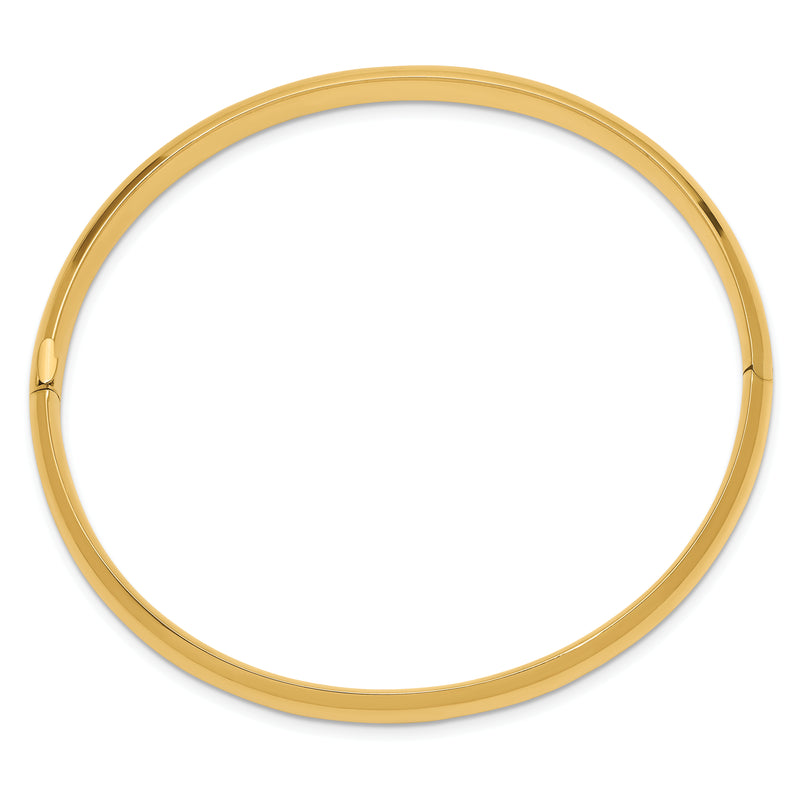 14K Yellow Gold 4/16 Oversize High Polished 6.00mm Hinged Oval Bangle Bracelet