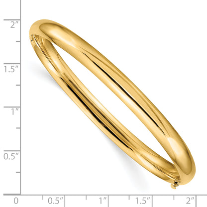 14K Yellow Gold 4/16 Oversize High Polished 6.00mm Hinged Oval Bangle Bracelet