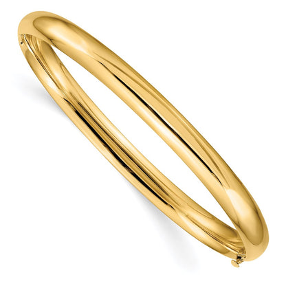14K Yellow Gold 4/16 Oversize High Polished Hinged Bangle Bracelet