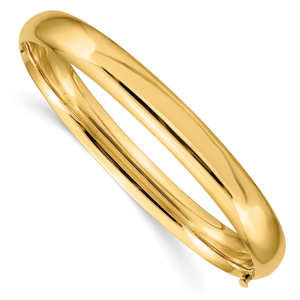 14K Yellow Gold 5/16 Oversize High Polished Hinged Bangle Bracelet