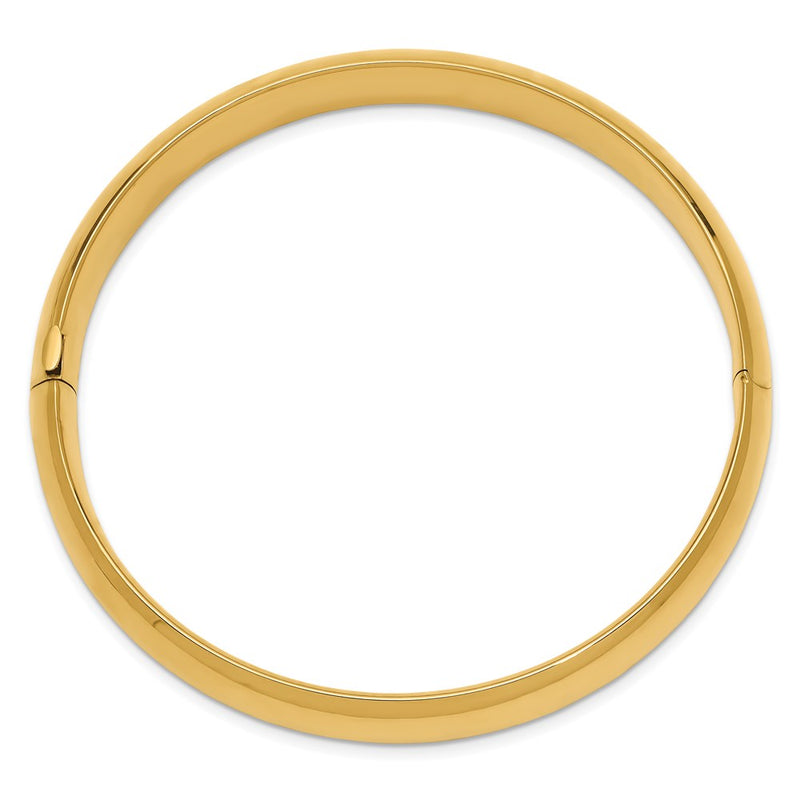 14K Yellow Gold 7/16 High Polished 10.00mm Hinged Oval Bangle Bracelet