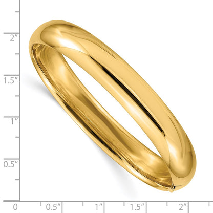 14K Yellow Gold 7/16 High Polished 10.00mm Hinged Oval Bangle Bracelet