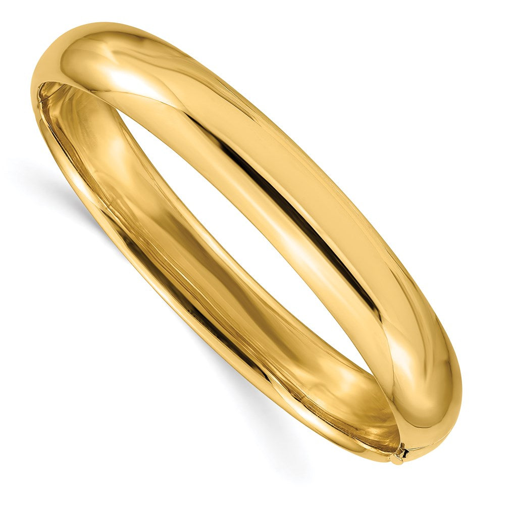 14K Yellow Gold 7/16 High Polished 10.00mm Hinged Oval Bangle Bracelet