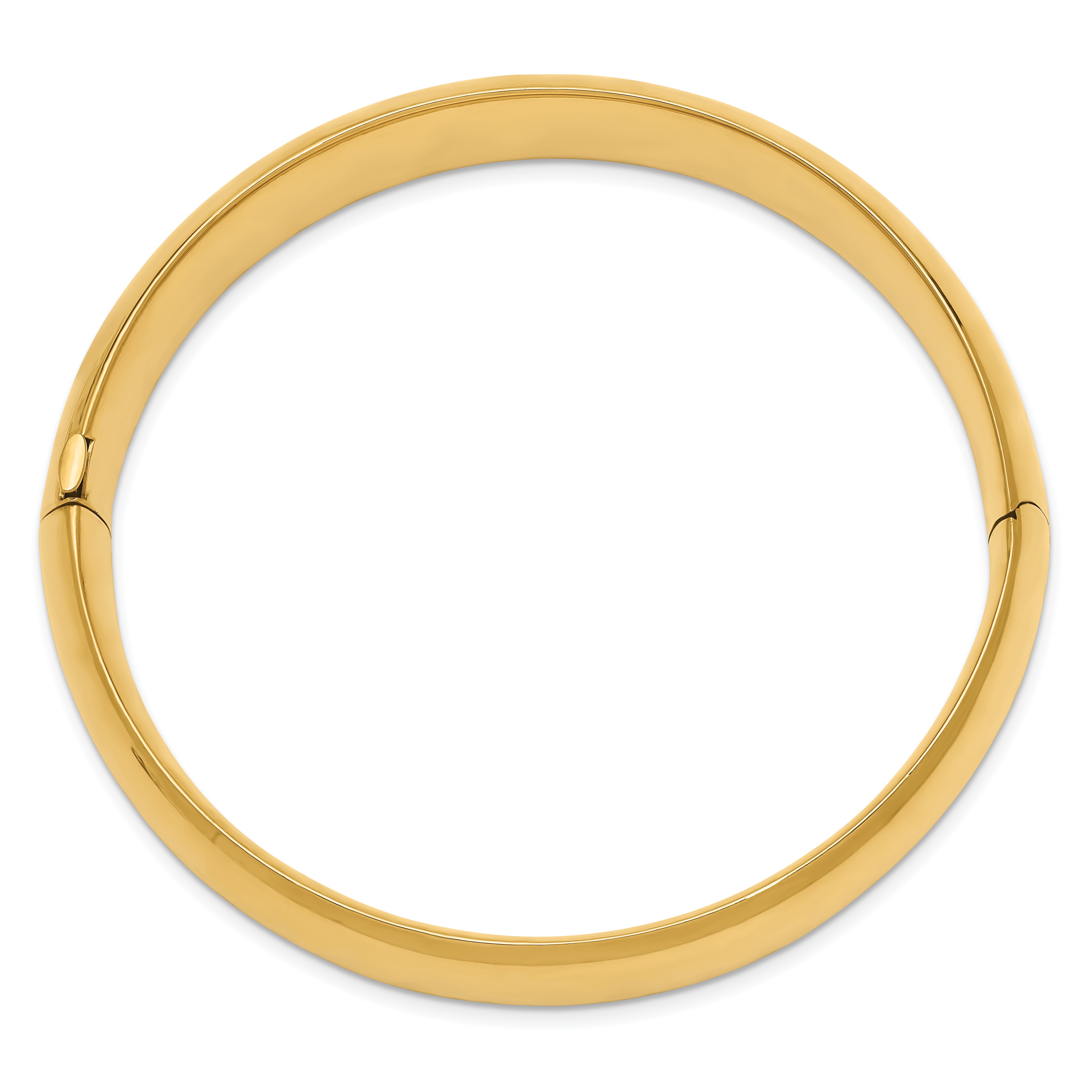 14K Yellow Gold 9/16 High Polished 14.5mm Hinged Oval Bangle Bracelet