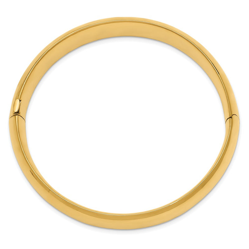 14K Yellow Gold 9/16 High Polished 14.5mm Hinged Oval Bangle Bracelet