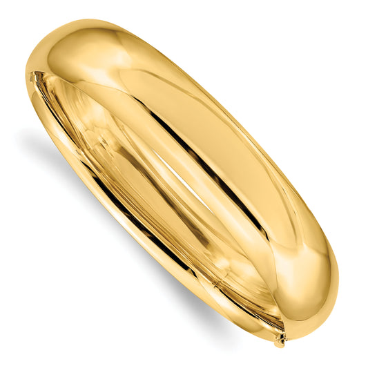 14K Yellow Gold 9/16 High Polished 14.5mm Hinged Oval Bangle Bracelet