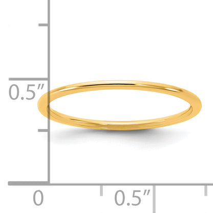 14K Yellow Gold 1mm Half Round Band