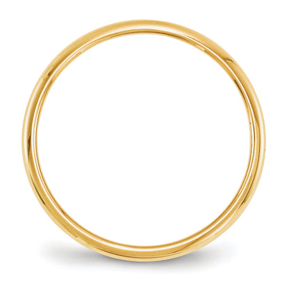 Solid 14K Yellow Gold 2mm Half Round Men's/Women's Wedding Band Ring Size 10