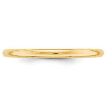 Solid 14K Yellow Gold 2mm Half Round Men's/Women's Wedding Band Ring Size 10